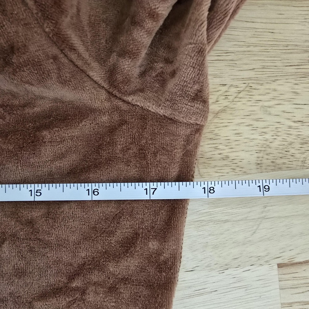 Everlane Shirt Womens Large Brown‎ Crushed Velour Mock Neck Long Sleeve Stretch - Picture 5 of 10